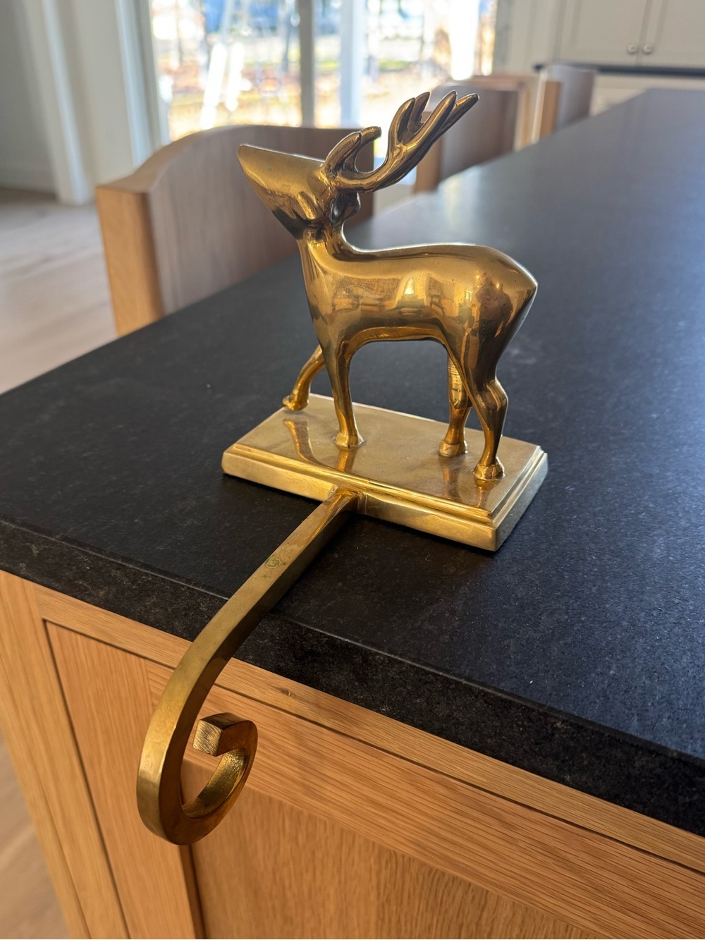 Vintage Solid Brass HEAVY 3D Stocking Holder Reindeer